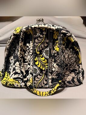 Vera Bradley Quilted Floral Dome Tote in Yellow and Black